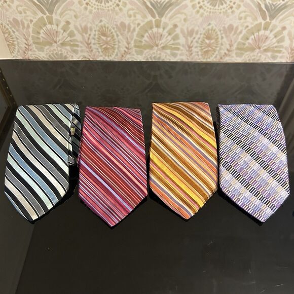 Ted Baker‎ London Mens Ties 100% Silk Lot of 4 57"-60" Striped Retro 90s - Picture 1 of 2